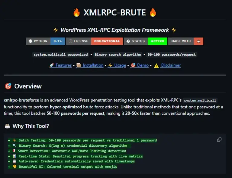 Projeto XMLRPC Bruteforce